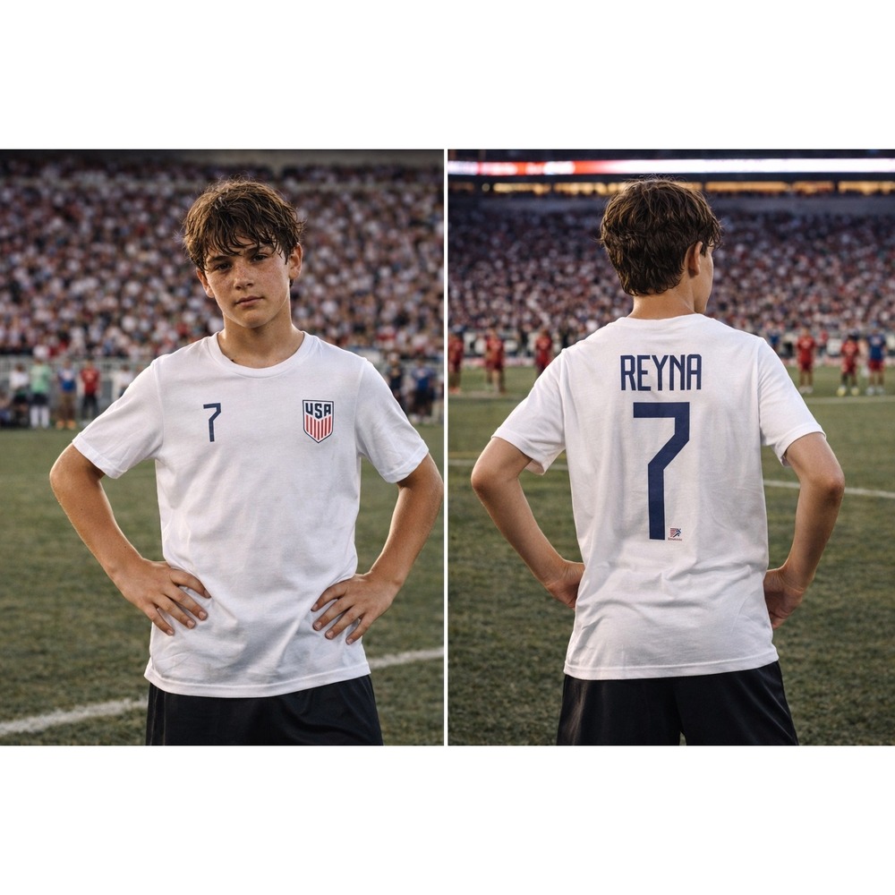 US Soccer Reyna 7 Youth Jersey T Shirt White Kids Size‎ 14 16 L G